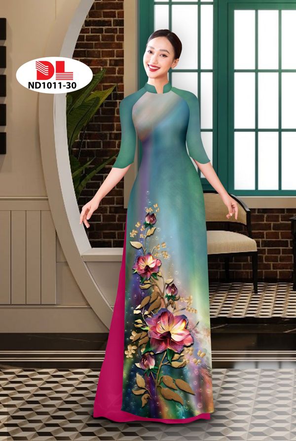 Vải Áo Dài Hoa In 3D AD ND1011 17